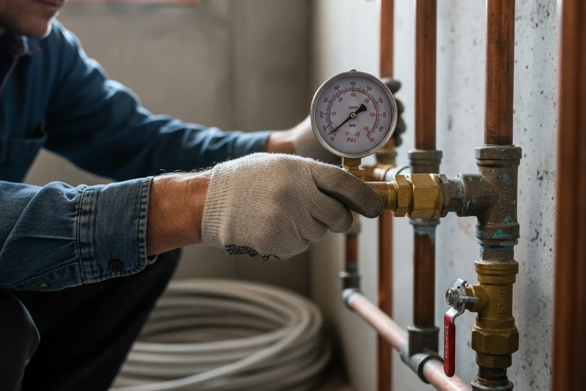 Pressure testing a repaired line during Water Line Repair in Jarrell